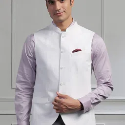 Blackberrys Mandarin Collar Pure Cotton Slim-Fit Nehru Jackets-48