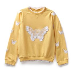 UNDER FOURTEEN ONLY Girls Yellow Embroidered & Applique Cotton Sweatshirt-image-41