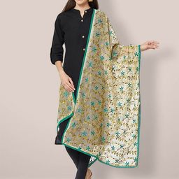 Dupatta Bazaar Embroidered Cotton Silk Dupatta with Thread Work-21