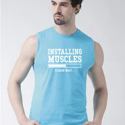 Friskers Typography Pure Sleeveless Cotton Slim Fit T-shirt-picture-40
