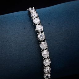 ZENEME Women Brass American Diamond Rhodium-Plated Charm Bracelet-18