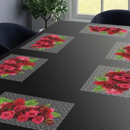 Dakshya Industries Blossom White & Pink 6 Pieces Rectangular Kitchen Table Placemats-11