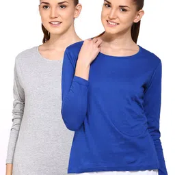 appulse Women Pack of 2 Blue & Grey Cotton T-shirt-picture-28