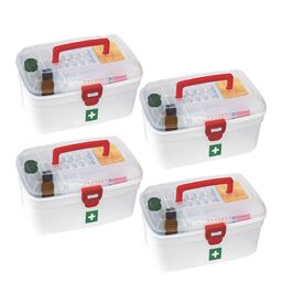 Milton White Set Of 4 Reusable Emergency Portal Medicine Storage Box With Detachable Tray-5