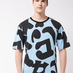 GRITSTONES Men Printed Oversized Round Neck Cotton T-shirt-image-99