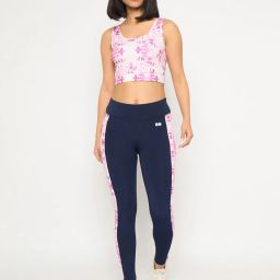 Clovia High Rise Active Tights and Medium Impact Sports Bra with Removable Cups-picture-4