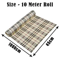 Kuber Industries Cream Checked Shelf Liner image 5