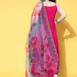 InWeave Pleated Kurta with Palazzos & With Dupatta image 5