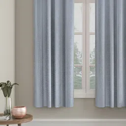 HOSTA HOMES Silver-Toned Abstract Black Out Eyelet Window Curtain-34