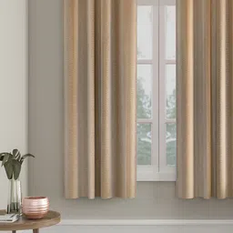 HOSTA HOMES Beige Abstract Black Out Eyelet Window Curtain-71