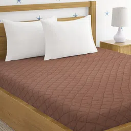 HOSTA HOMES Brown Quilted Cotton Single Bed Mattress Protector-image-80