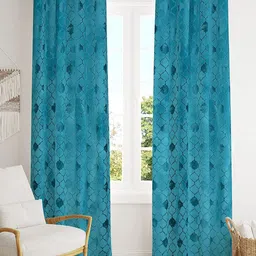 Bajo's Turquoise Blue 2 Pieces Ethnic Motifs Printed Long Door Curtains-picture-26