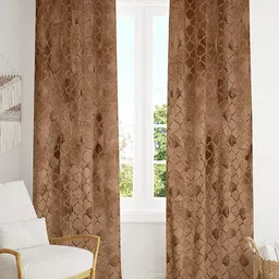Bajo's Camel Brown 2 Pieces Ethnic Motifs Long Door Curtain-7
