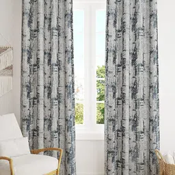 Bajo's Grey & Black 2-Pieces Printed Satin Long Door Curtains-image-94