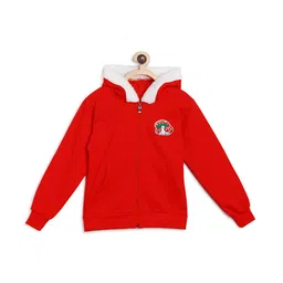 SWEET ANGEL Boys Red Fleece Hooded Sweatshirt-image-74