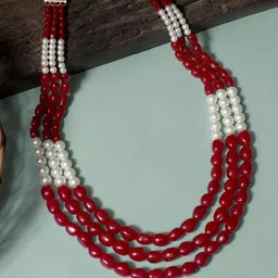 KARATCART Men Red & White Layered Necklace-image-46