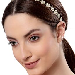 KARATCART Women Gold-Plated & White Kundan Studded Hairband-45
