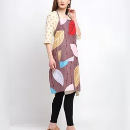 KLOTTHE Brown & White Floral Printed Apron-image-10