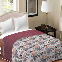 RF RELAXFEEL White & Maroon Floral Cotton Heavy Winter 150 GSM Double Bed Dohar-image-56