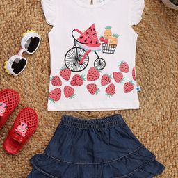 V-Mart Unisex Kids Printed Top with Skirt-image-73