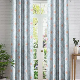 Cortina White & White 2 Pieces Floral Printed Sheer Door Curtains-image-79