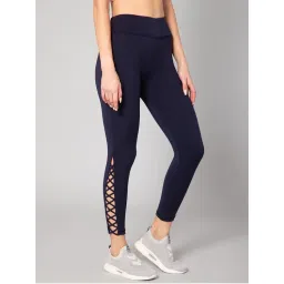 Muscle Torque Gym Yoga High Waist Side Cross Drawstring Tights Navy Blue-picture-21