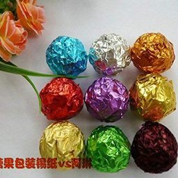 Royals 200pc Assorted Colour Foil Wrappers for Chocolate, 8 x 9 cm, (Plain/Printed) Chocolate Paper Chocolate Wrapping foil image 2