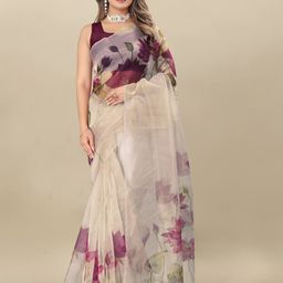 Inithi Floral Printed Organza Saree-image-61