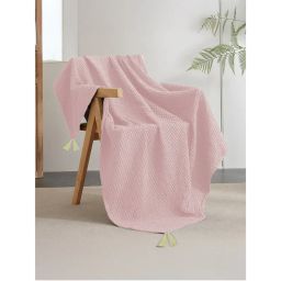 Urban Space Pink Cotton Waffle Throw for Living Room-picture-38