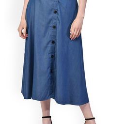 NUEVOSDAMAS A-Line Midi Denim Skirt-23
