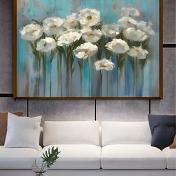 The Art House Beige & Blue Floral and Botanical Wooden Wall Art-image-8