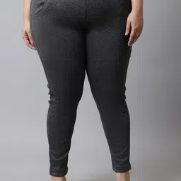 TAG 7 Women Grey Plus Size Solid Ankle-Length Leggings-picture-15