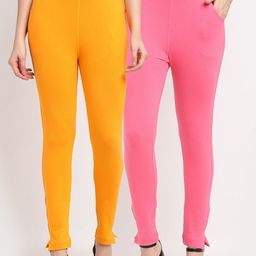 TAG 7 Women Yellow & Pink Pack of 2 Leggings-image-66