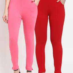 TAG 7 Women Pink & Red Pack of 2 Leggings-31