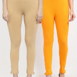 TAG 7 Women Yellow & Beige Pack of 2 Leggings-image-71