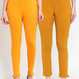 TAG 7 Women Yellow & Mustard Yellow Pack of 2 Leggings-image-65