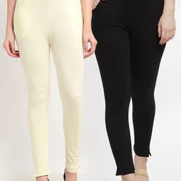 TAG 7 Women Cream & Black Pack of 2 Leggings-picture-53