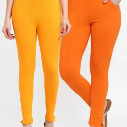 TAG 7 Women Yellow & Orange Pack of 2 Leggings-picture-17