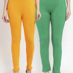 TAG 7 Women Yellow & Green Pack of 2 Leggings-image-91