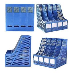 H&HGOLDI 4 Sections File Rack Plate Paper Magazine Holder Home Office Desk Book Sorter Storage Hanger Tidy Display Bin Desktop Shelf File Dividers Cabinet Document Tray Organizer Box (Black) image 3
