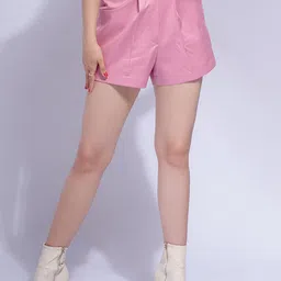 GARDEN PARTY Women Mid-Rise Pocket Detailing Cotton Chino Shorts-image-65