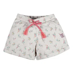 PLUM TREE Girls Cream Floral Printed Regular Cotton Shorts-image-45