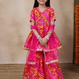 pspeaches Girls Striped Gotta Patti A-Line Empire Kurti With Sharara & Dupatta-picture-29