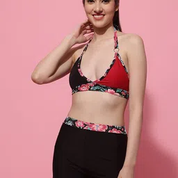 TAG 7 Floral Printed Halter Neck Bikini Set-86