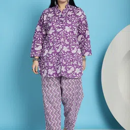 TAG 7 Floral Printed Regular Pure Cotton Straight Kurti with Trousers-image-72