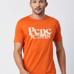 Pepe Jeans Men Orange Typography Printed Cotton T-shirt-image-53