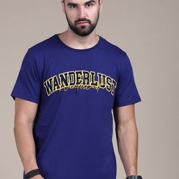 The Roadster Lifestyle Co Navy Blue Typography Printed Cotton Round Neck Tshirts-image-42