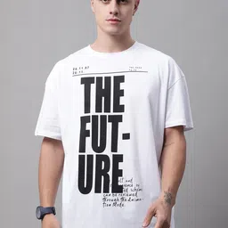 DOOR74 Men Typography Printed Oversize Cotton T-shirt-image-87