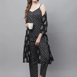 TAG 7 Women Ethnic Motifs Printed Top Pyjamas with Shrug-image-4