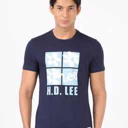 Lee Men Blue Typography Printed Slim Fit T-shirt-image-94